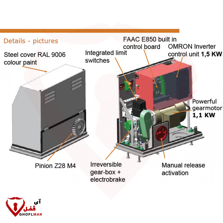 طقم أبواب منزلقة كهروهيدروليكية، موديل Kit C851، ماركة Faac