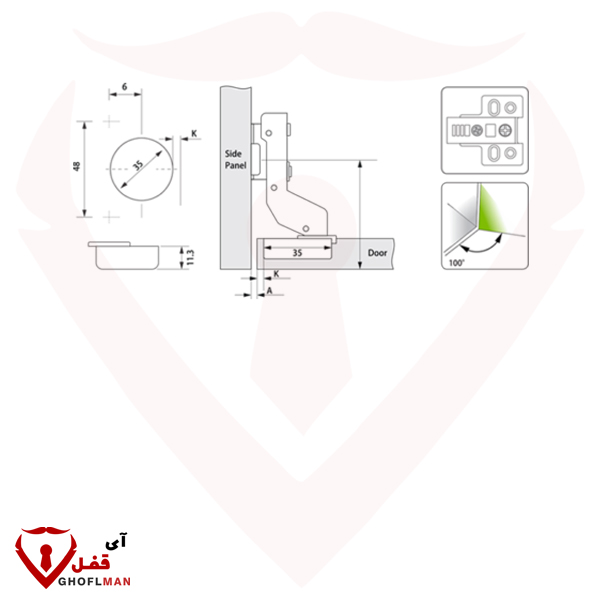 رمز مفصل خزانة Aram المدمج HC-007-17 Saro SARO