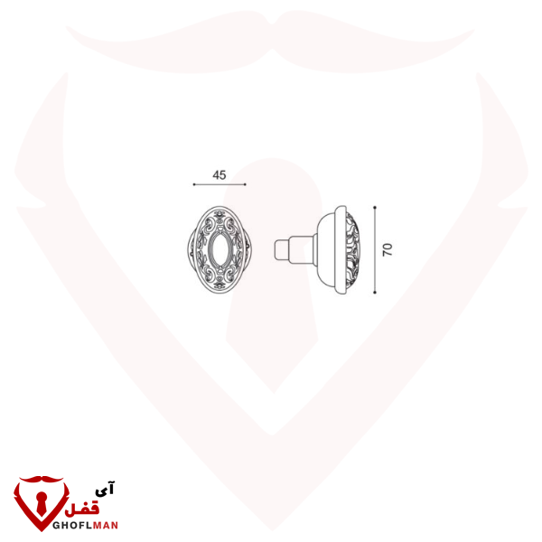 مقبض باب مدخل الكرة الوردية كود 8304LHR إيران إيران