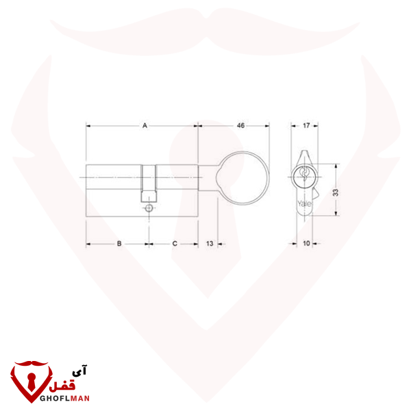 سلندر مسطح 7 سم مفتاح عادي كود 214 حافة YALE