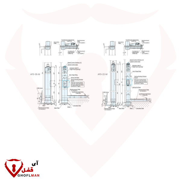 مفصلة محورية، شريط آرام، كود AFD-30-M، NHN