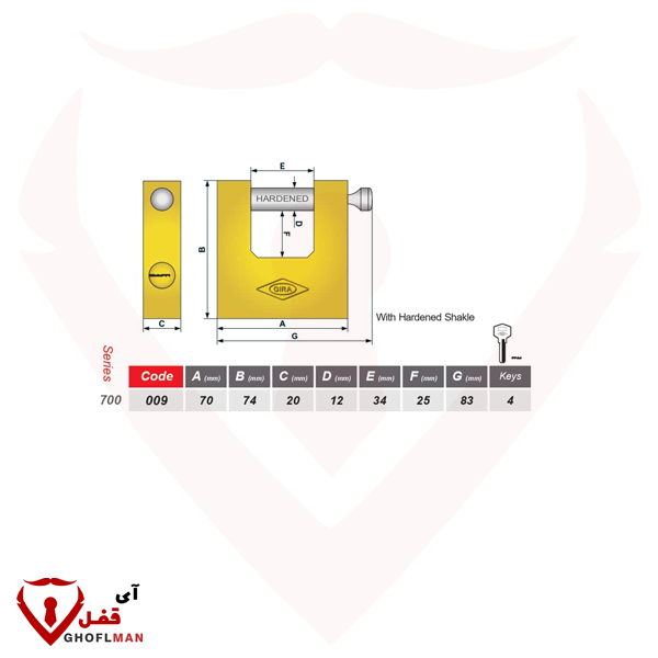 رمز قفل كتاب الشقة 009 GIRA