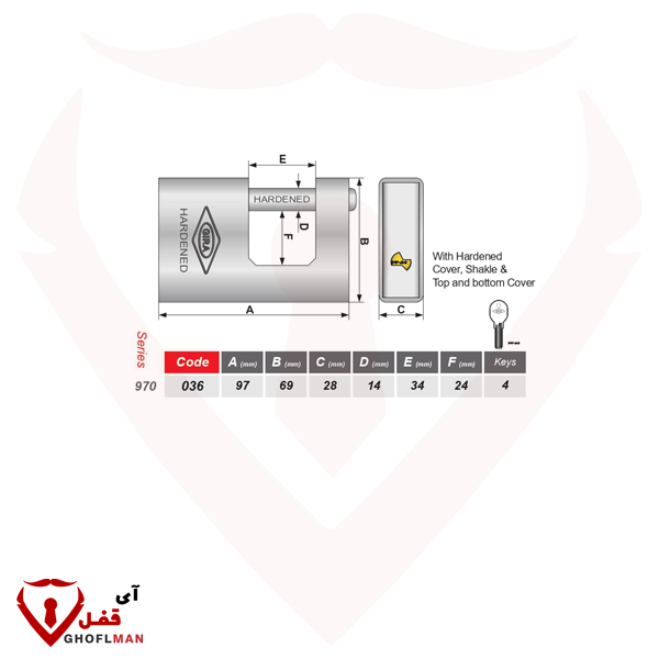 قفل الكتاب 970 رمز مفتاح Super G ISO 036 GIRA